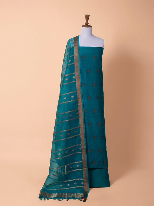 Handwoven Green Matka Silk Suit Piece