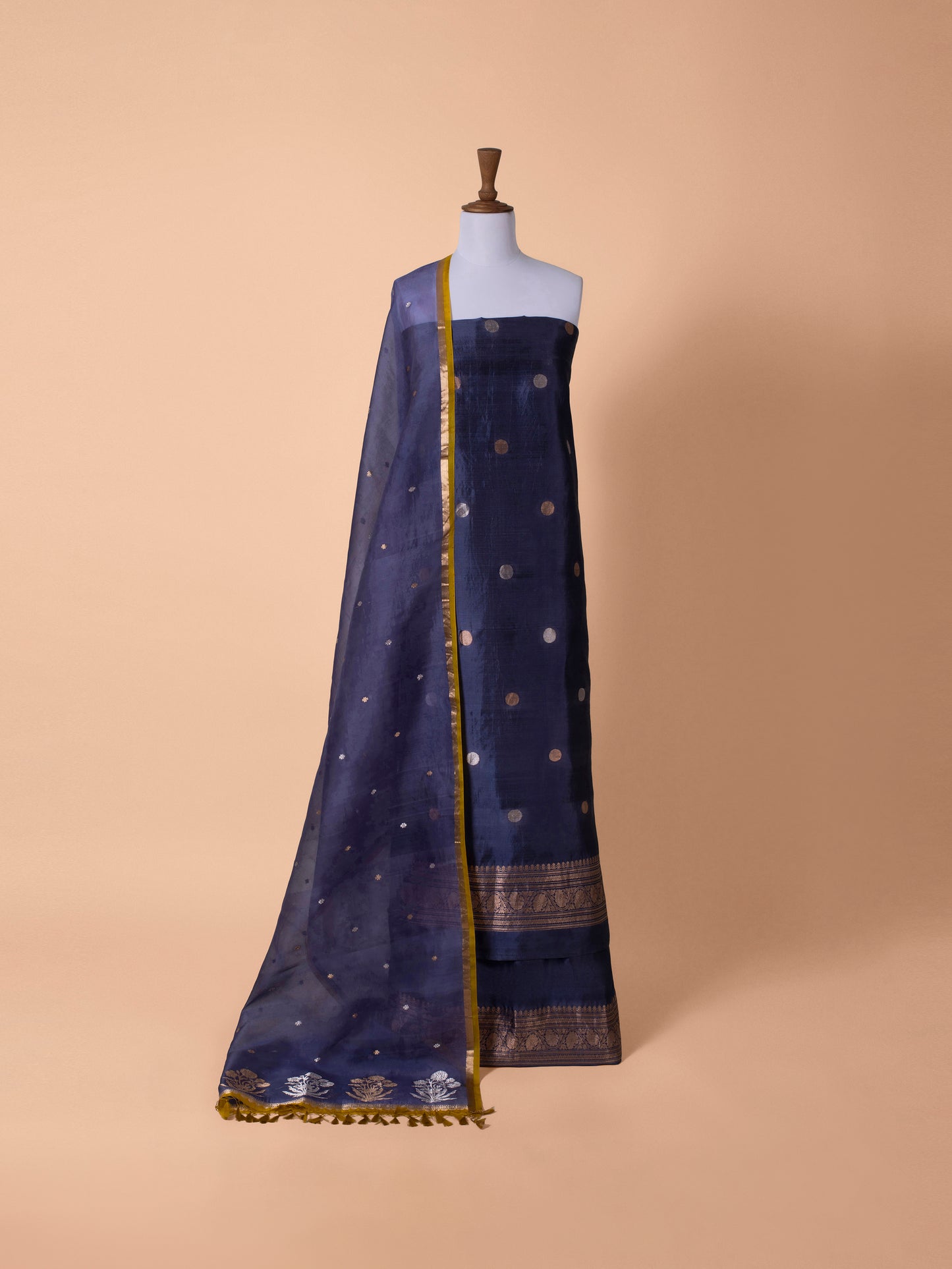 Handwoven Blue Silk  Suit Piece