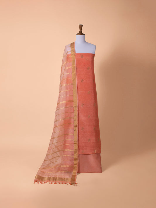 Handwoven Peach Linen Suit Piece