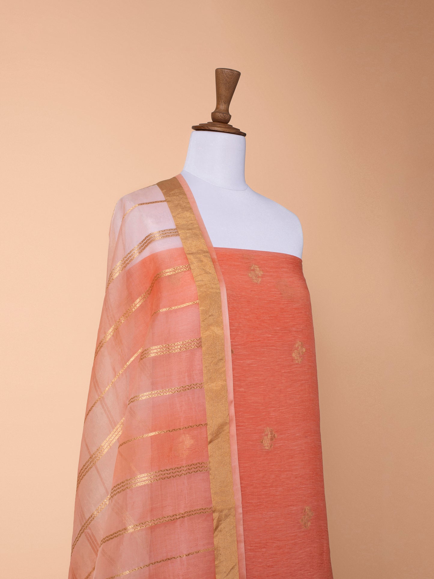 Handwoven Peach Linen Suit Piece