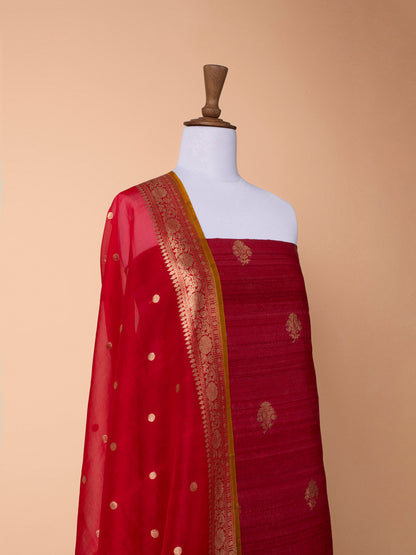 Handwoven Red Silk Suit Piece