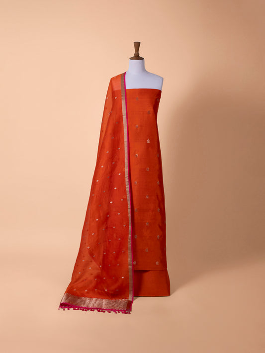 Handwoven Orange Silk Suit Piece