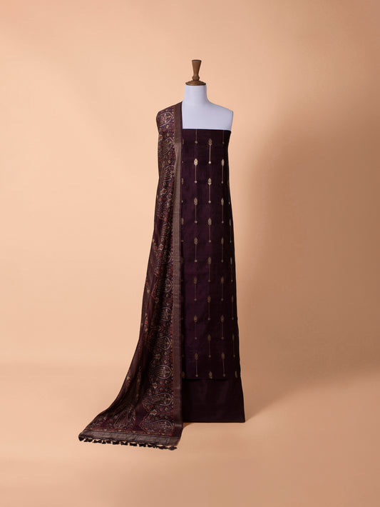 Handwoven Wine Silk Suit Piece