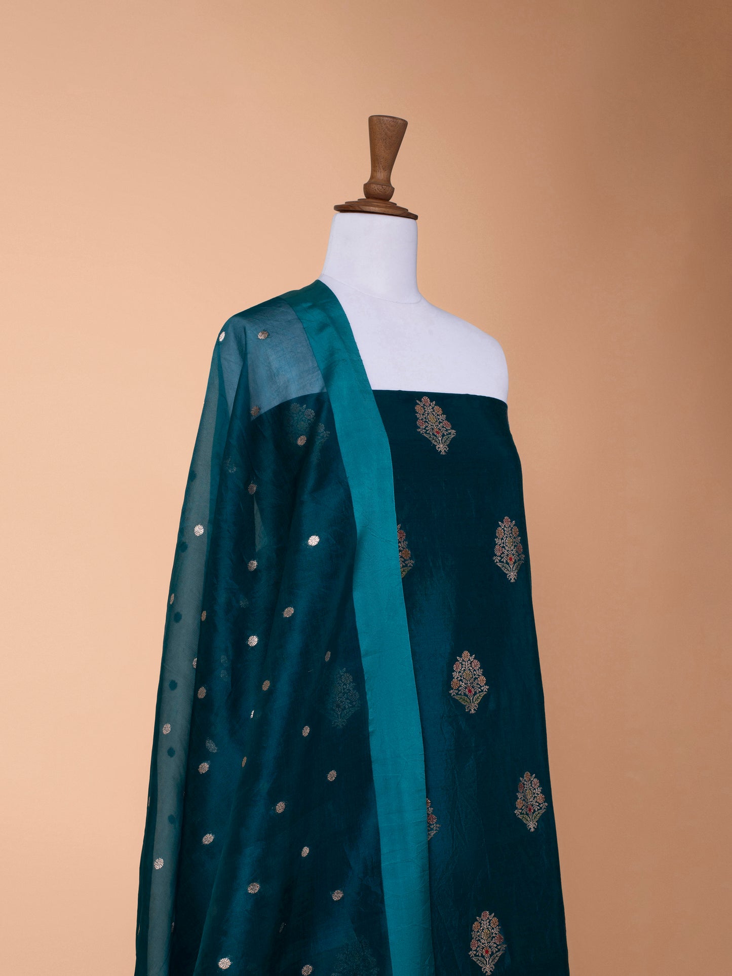 Handwoven Blue Silk Suit Piece