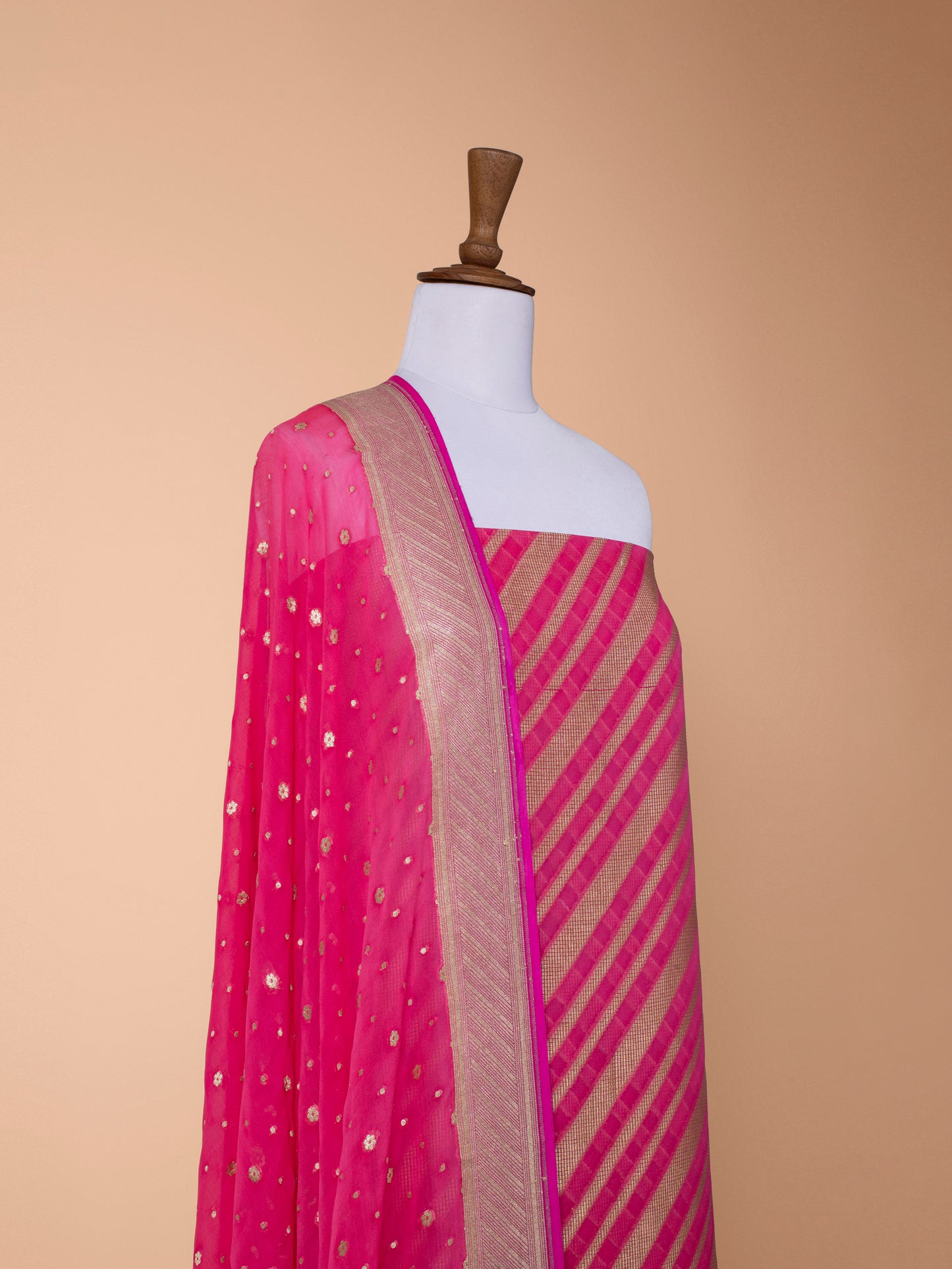 Handwoven Pink Georgette Suit Piece