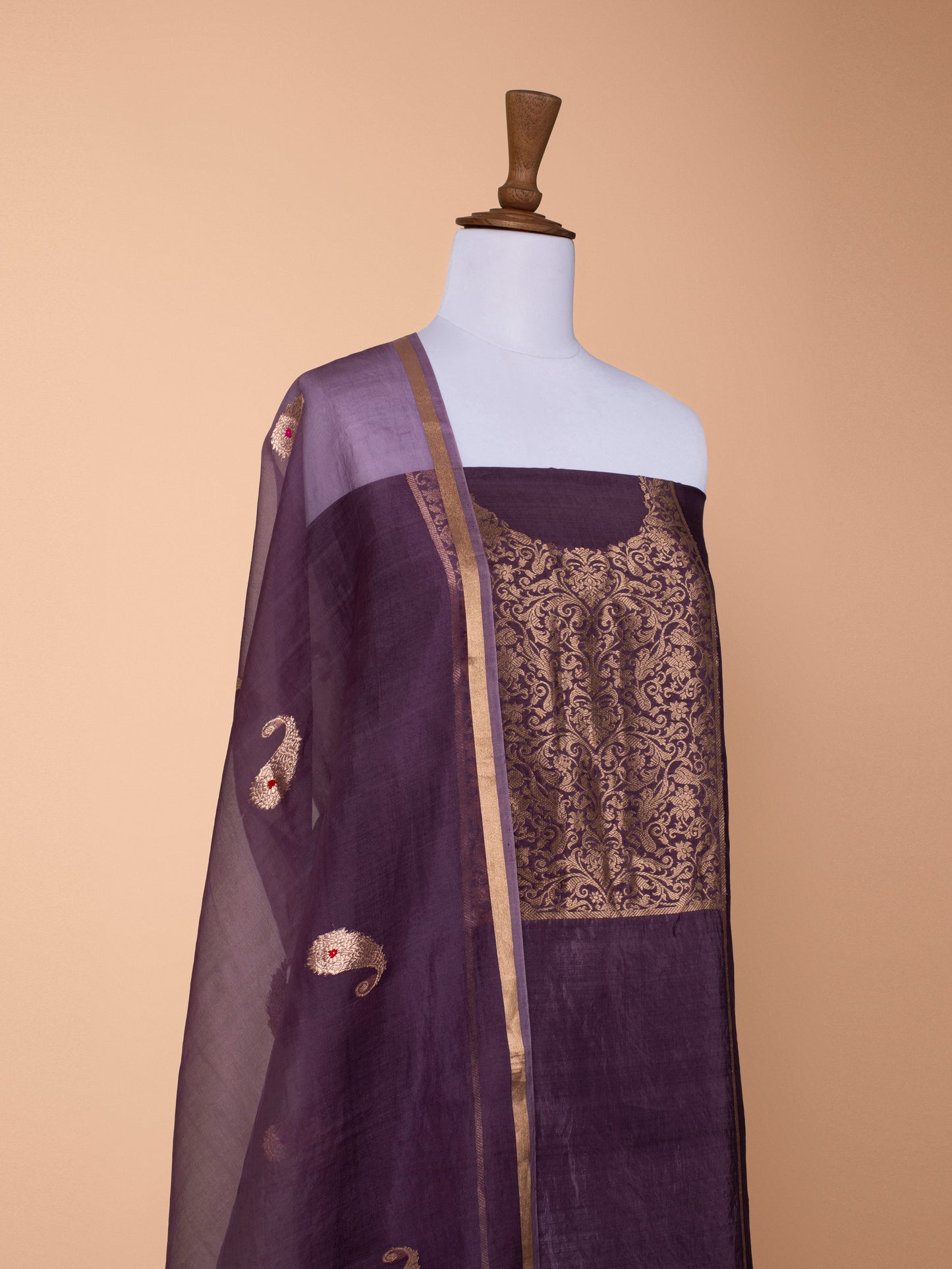 Handwoven Mauve Silk Suit