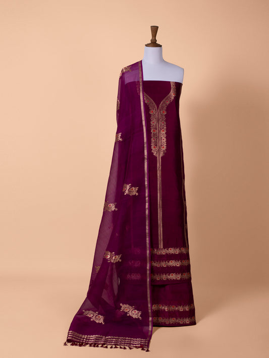 Handwoven Magenta Silk Suit
