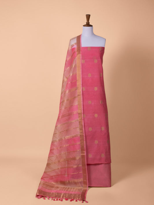Handwoven Pink Chanderi Suit