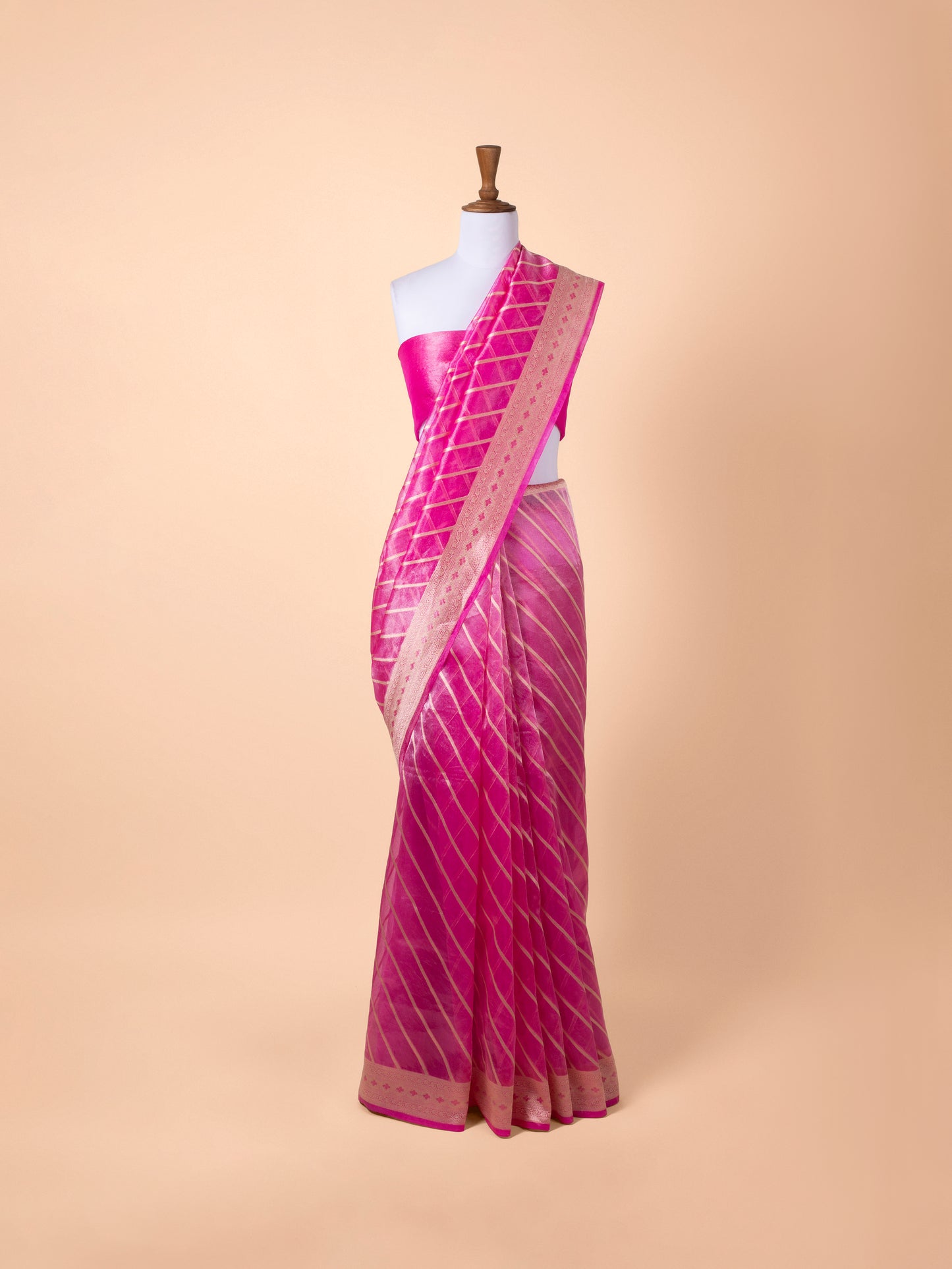 Handwoven Rani Pink Tissue Saree