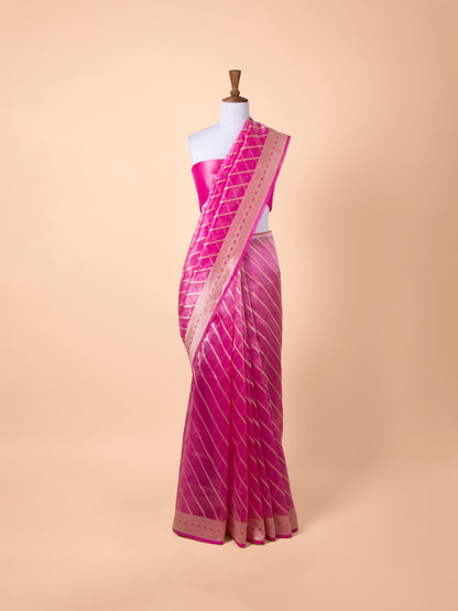 Handwoven Rani Pink Tissue Saree