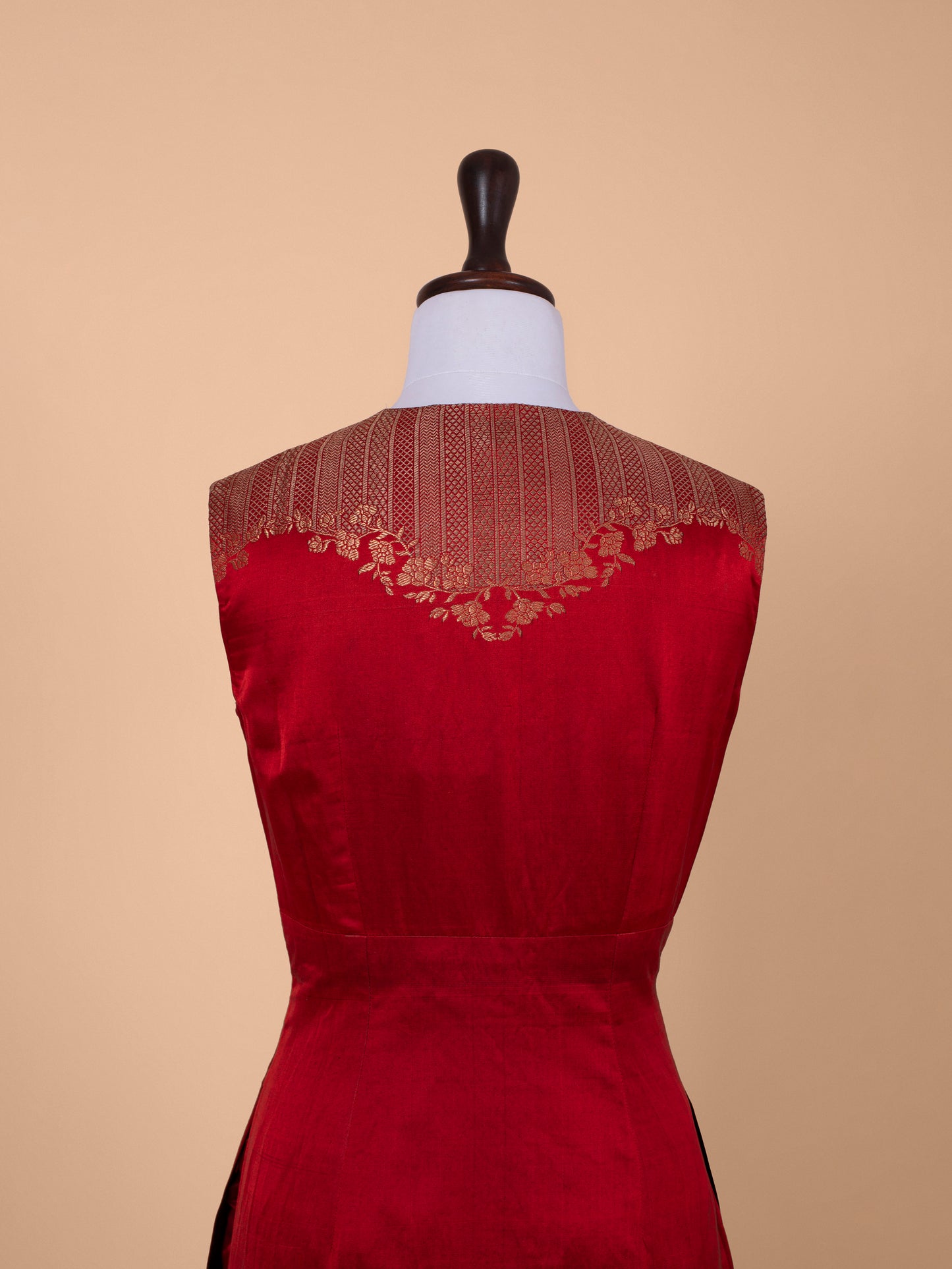 Handwoven Maroon Satin Silk Tunic Set
