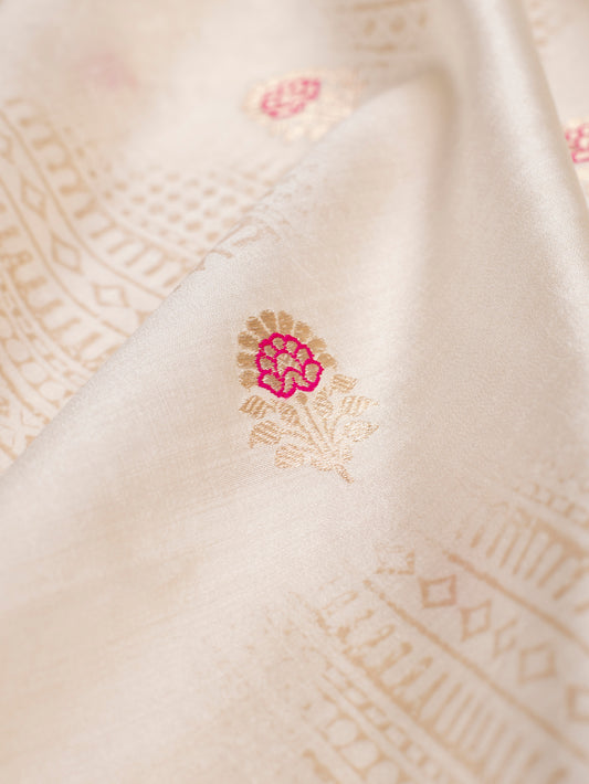 Handwoven Off White Silk Fabric