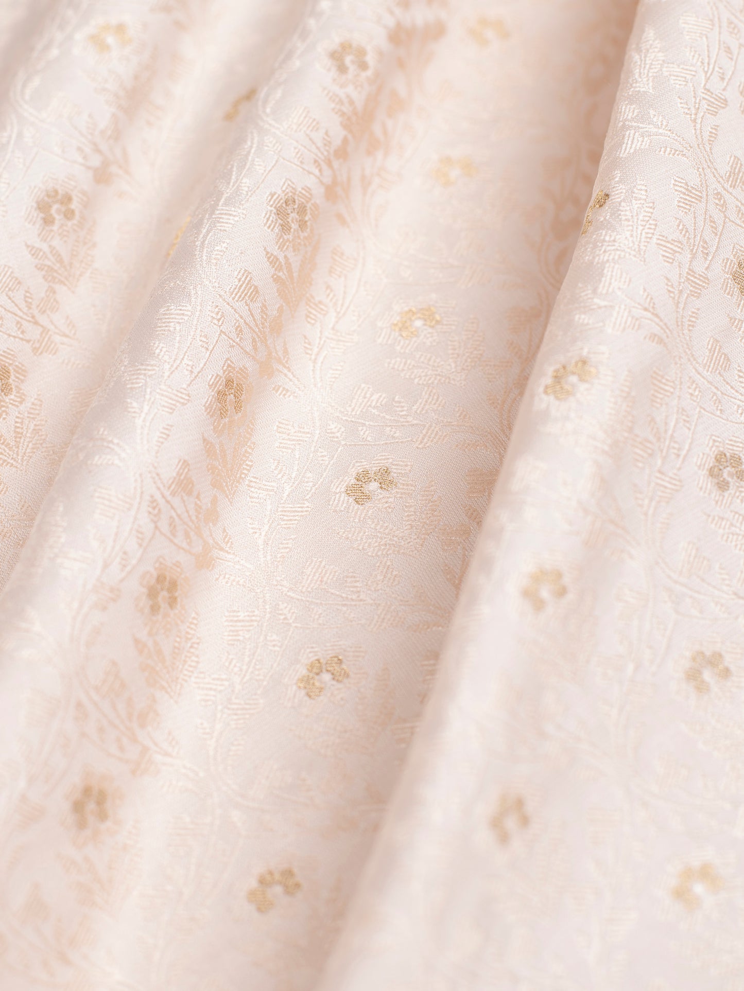 Handwoven Cream Satin Silk Blouse Fabric