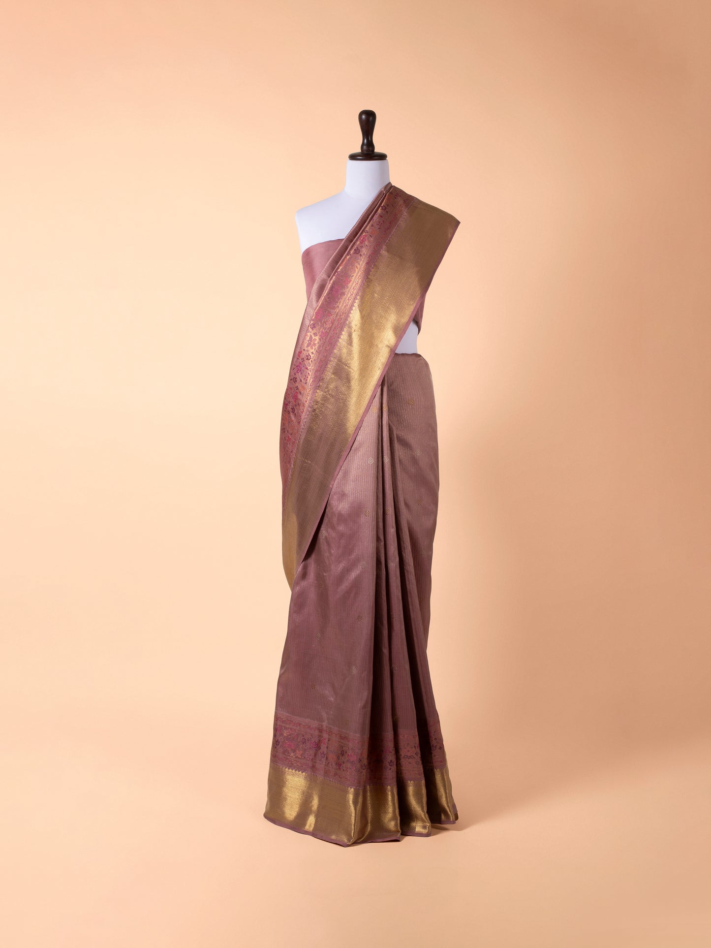 Handwoven Dusty Pink Kanjivaram Silk Saree