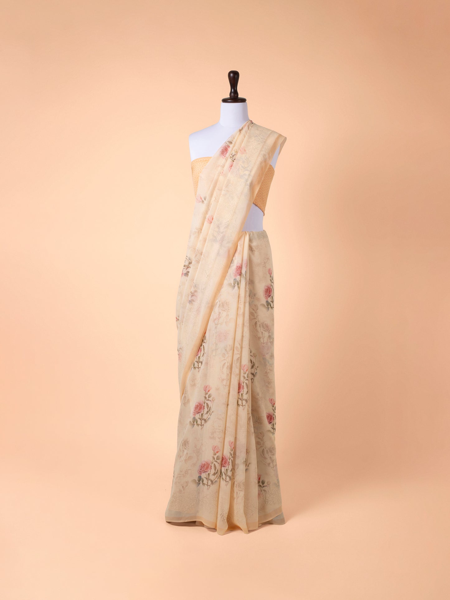 Handwoven Beige Georgette Saree