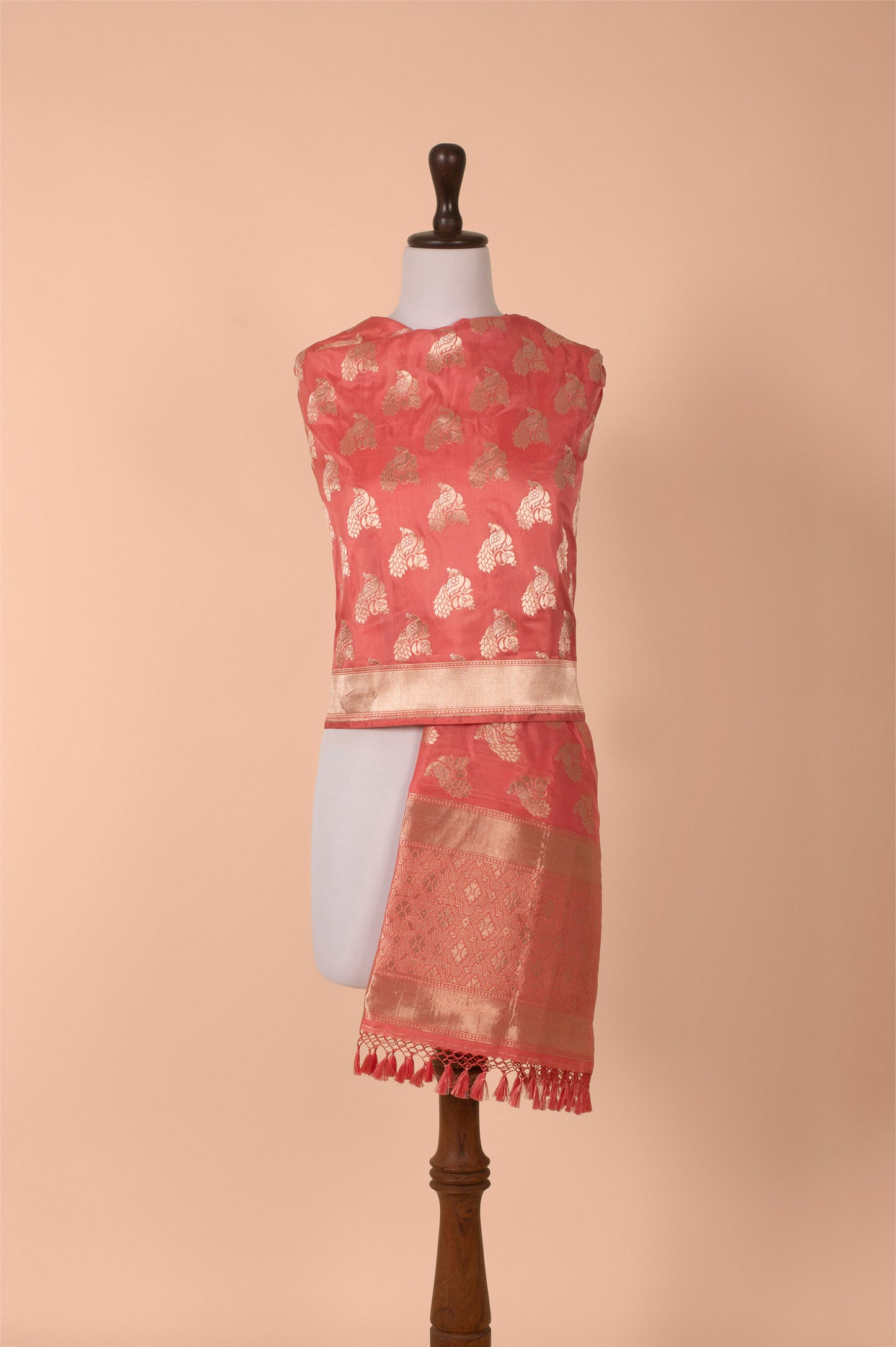 Handwoven Pink Silk Dupatta