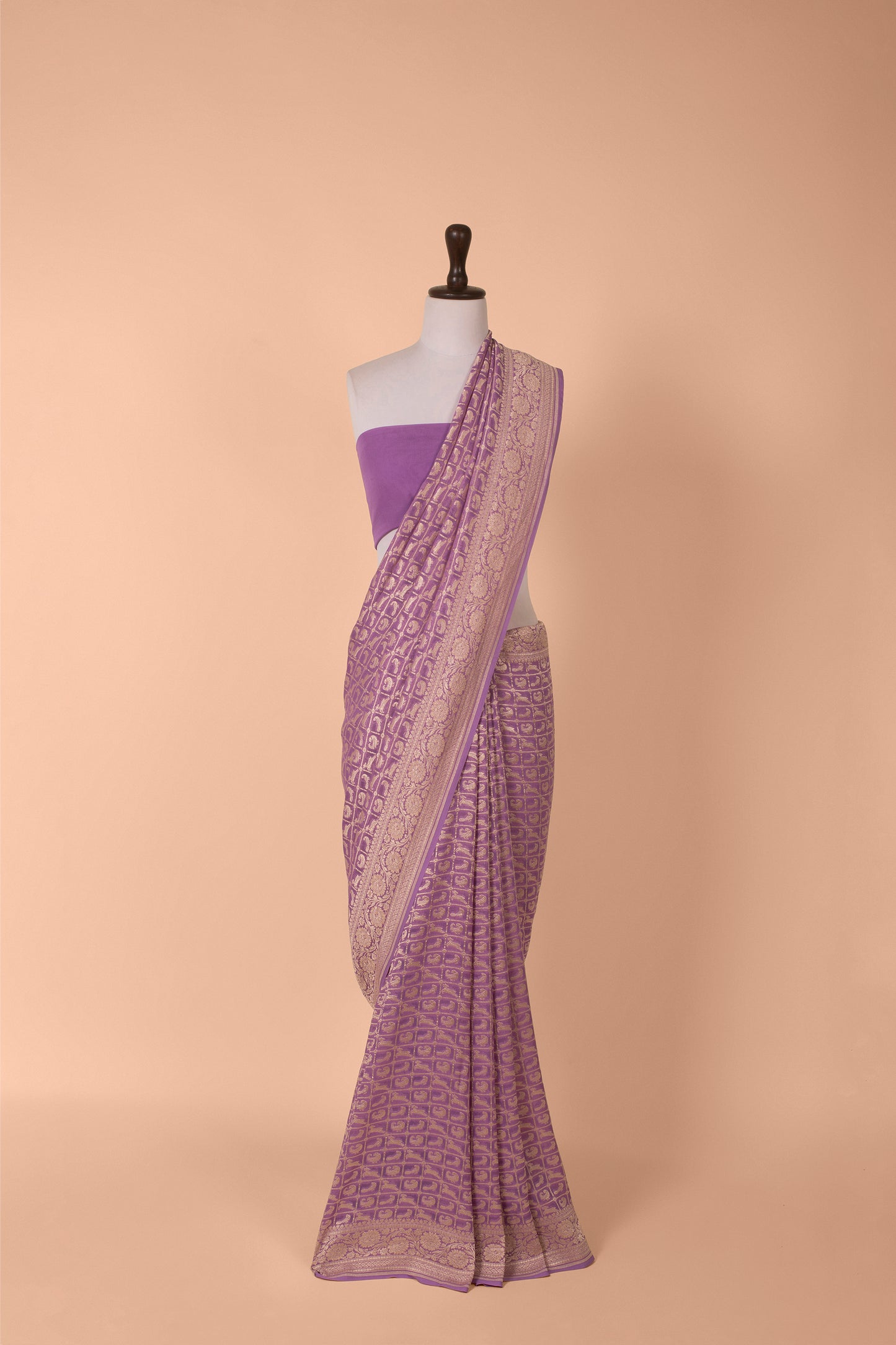 Handwoven Purple Georgette Saree