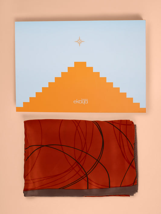 Handwoven Orange Digital Printed Crepe Saree