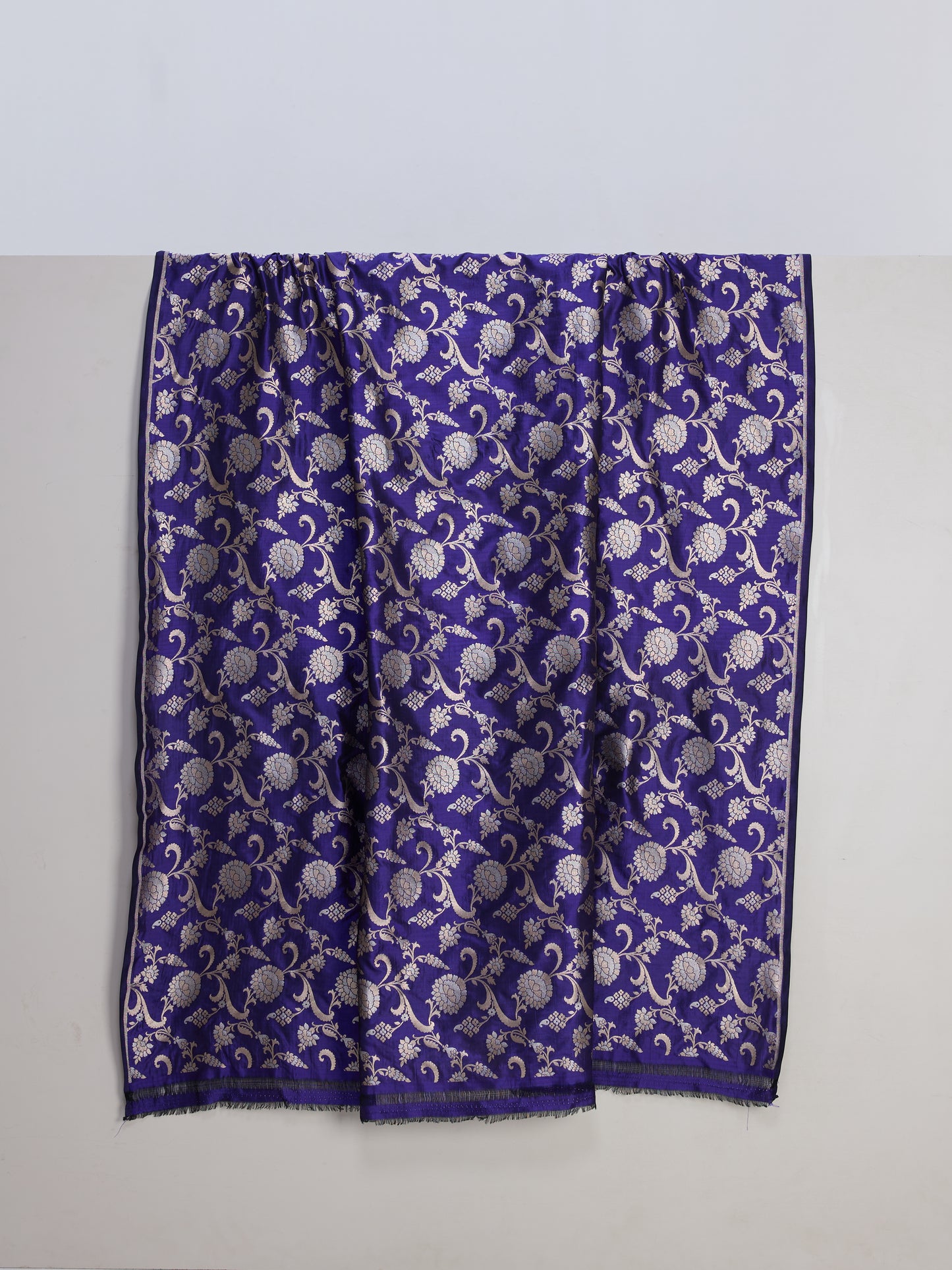 Handwoven Indigo Blue Banarasi Silk Fabric