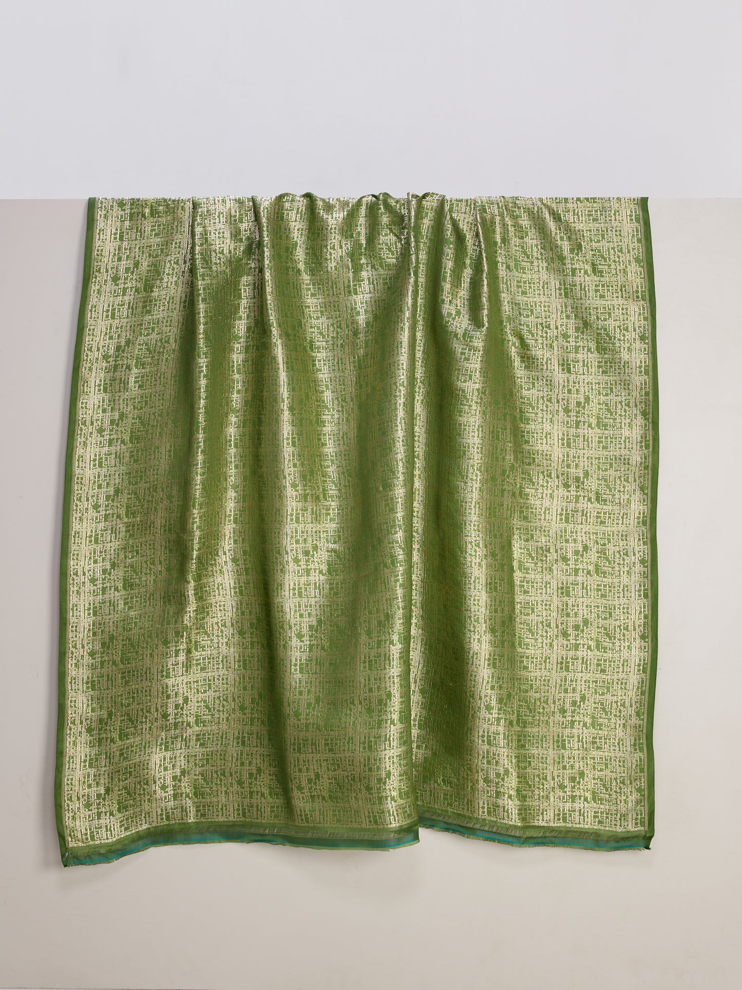 Handwoven Sage Green Banarasi Satin Fabric