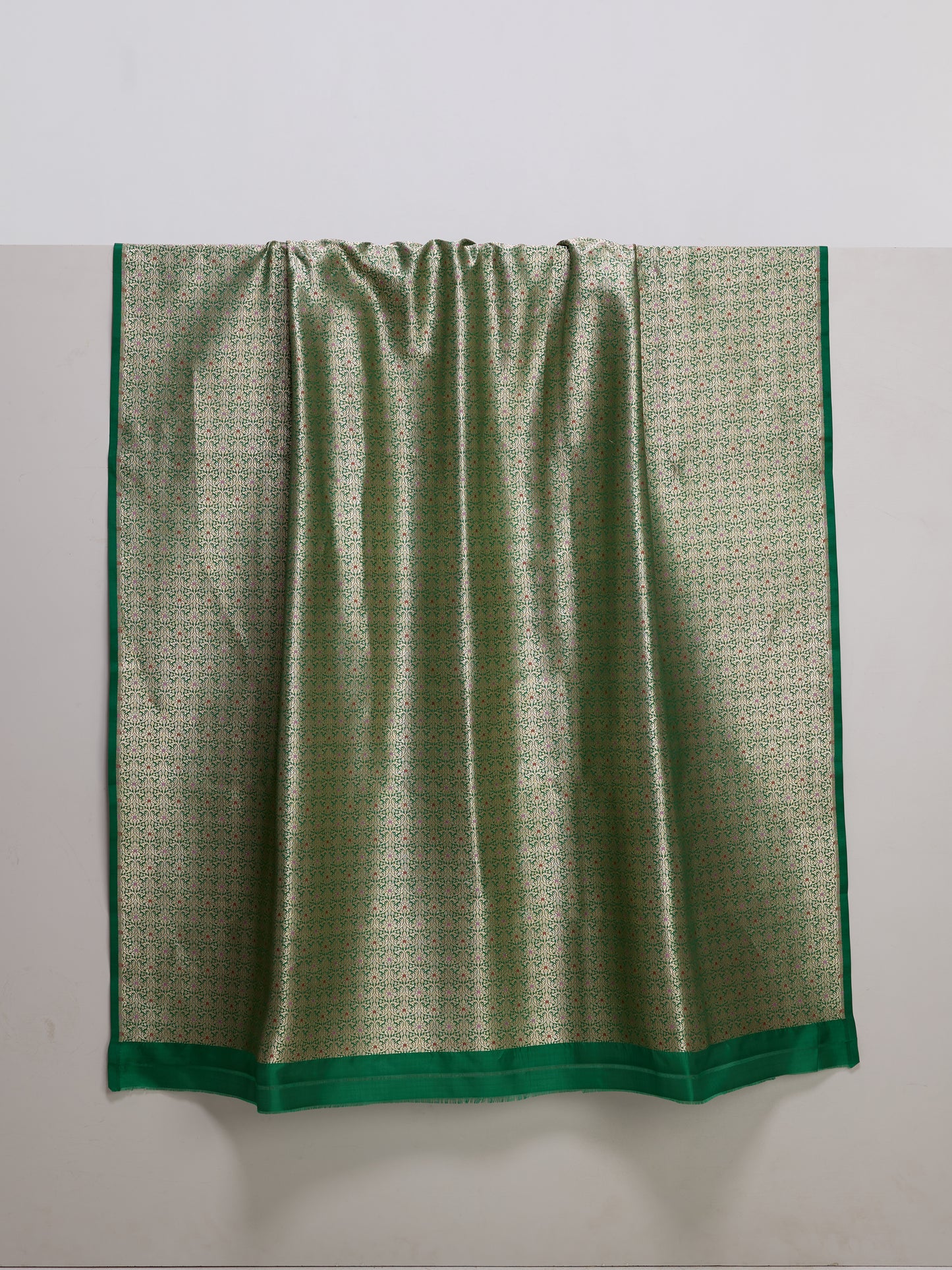 Handwoven Dark Green Banarasi Silk Fabric