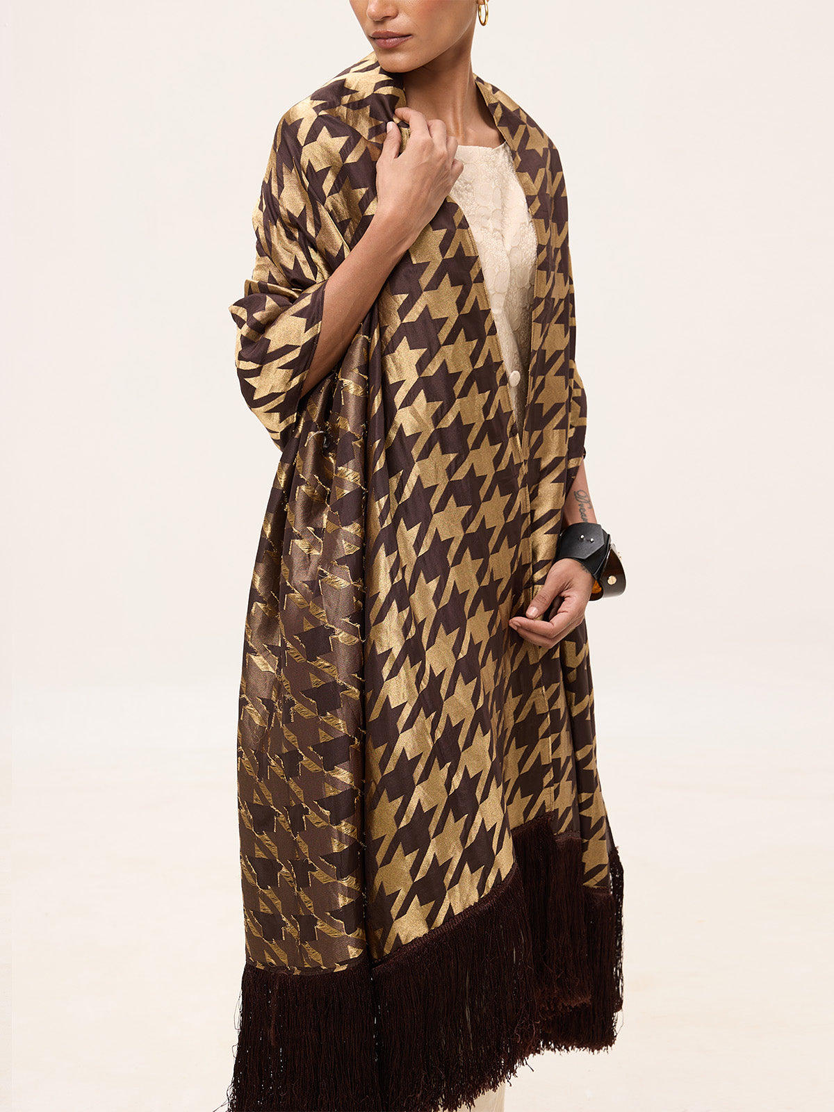 Handwoven Espresso Brown Silk Scarf