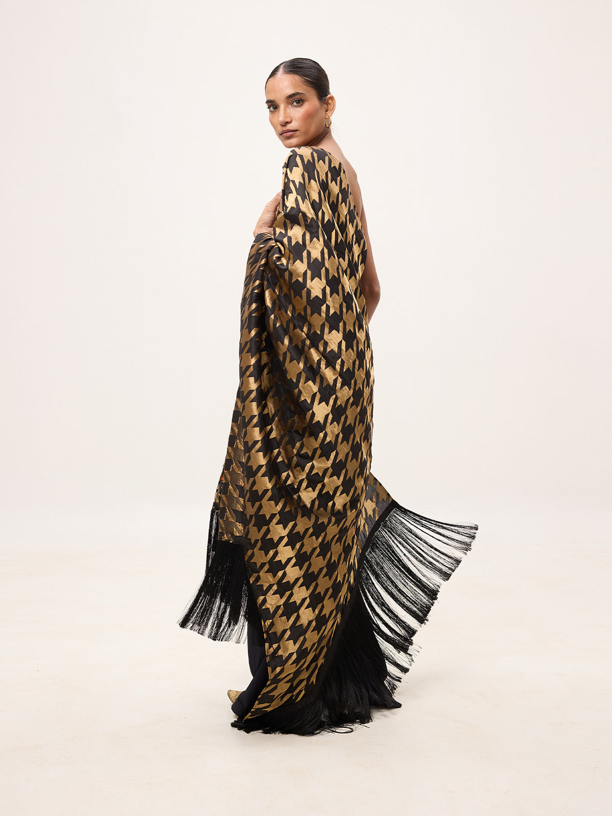 Handwoven Black & Gold Silk Scarf