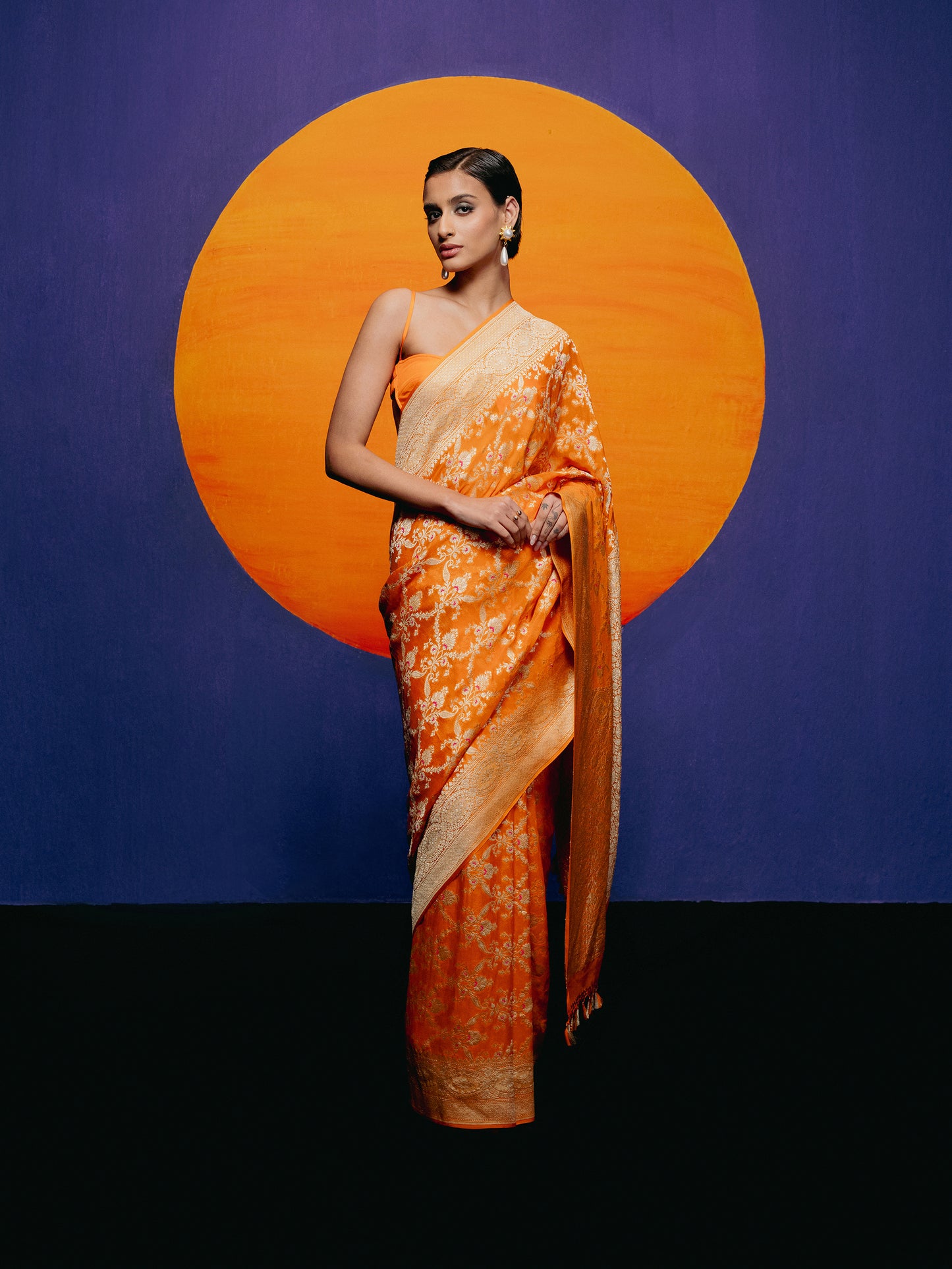 Handwoven Honey Orange Georgette Saree