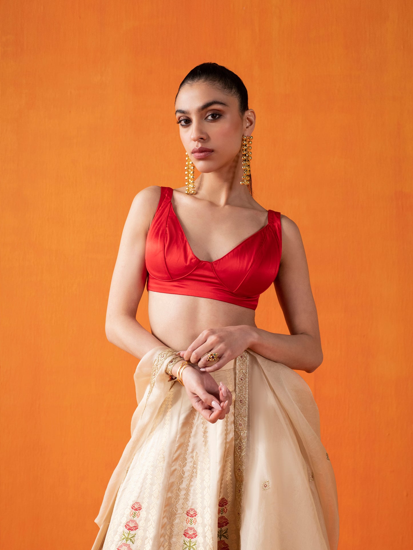 Handwoven Gold Silk Lehenga