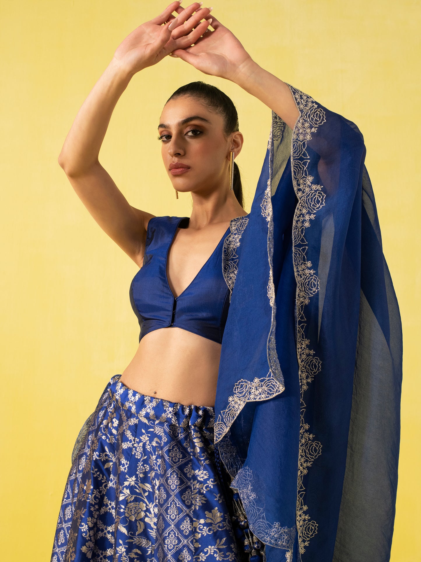 Handwoven Blue Silk Lehenga