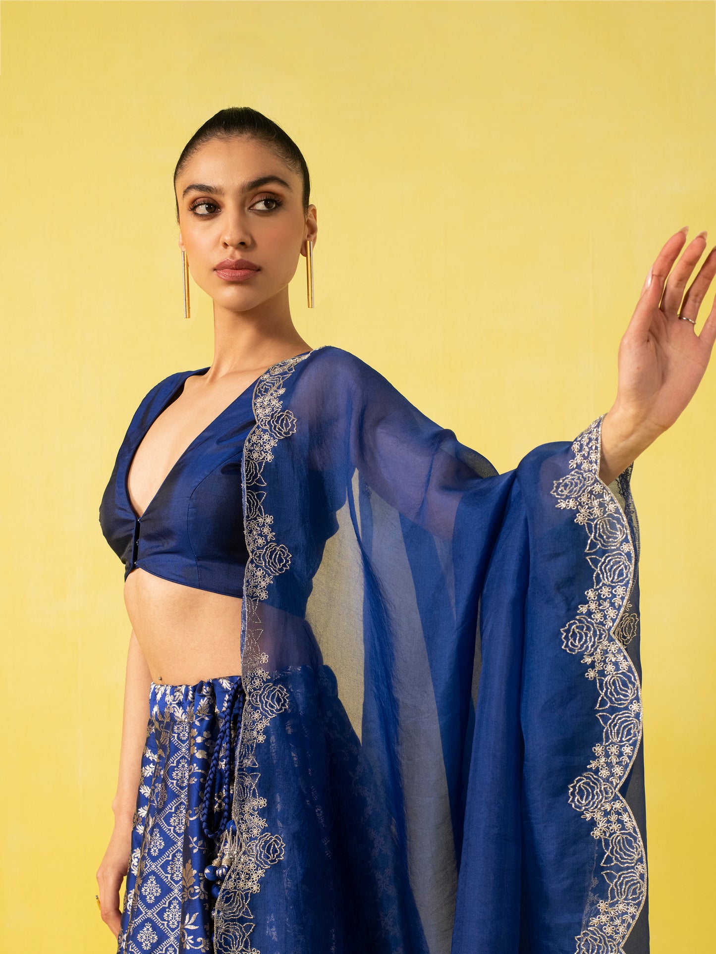 Handwoven Blue Silk Lehenga