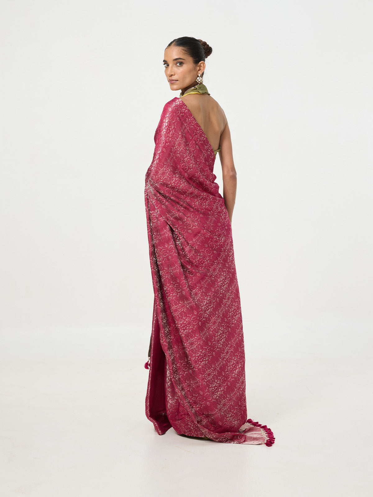 Handwoven Magenta Tissue Saree