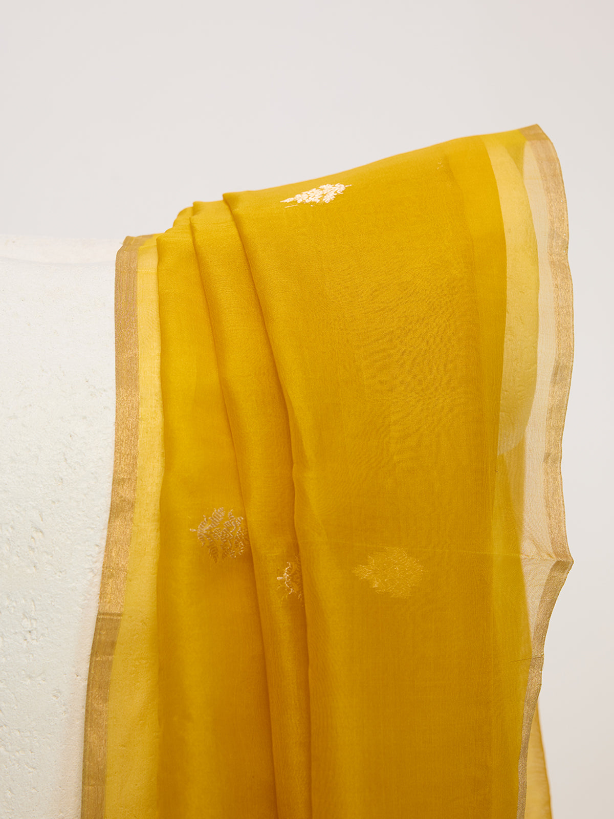 Handwoven Mustard Yellow Cutwork Dupatta
