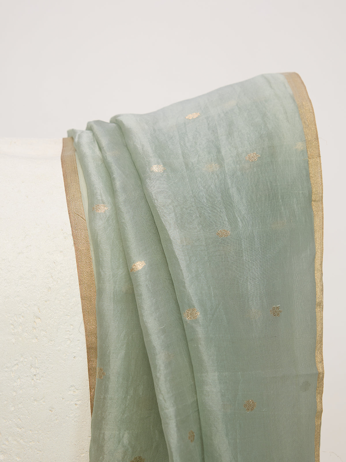 Handwoven Dusty Blue Cutwork Dupatta