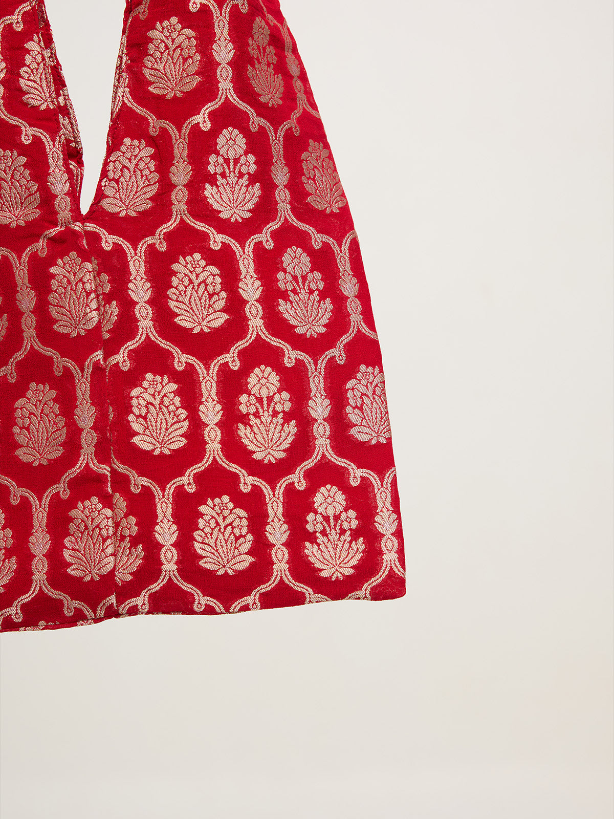 Crimson Red Banarasi Potli Bag