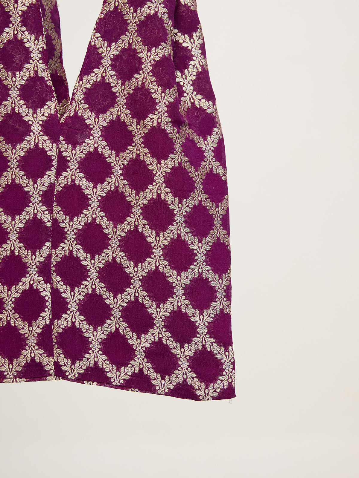 Plum & Gold Banarasi Potli Bag