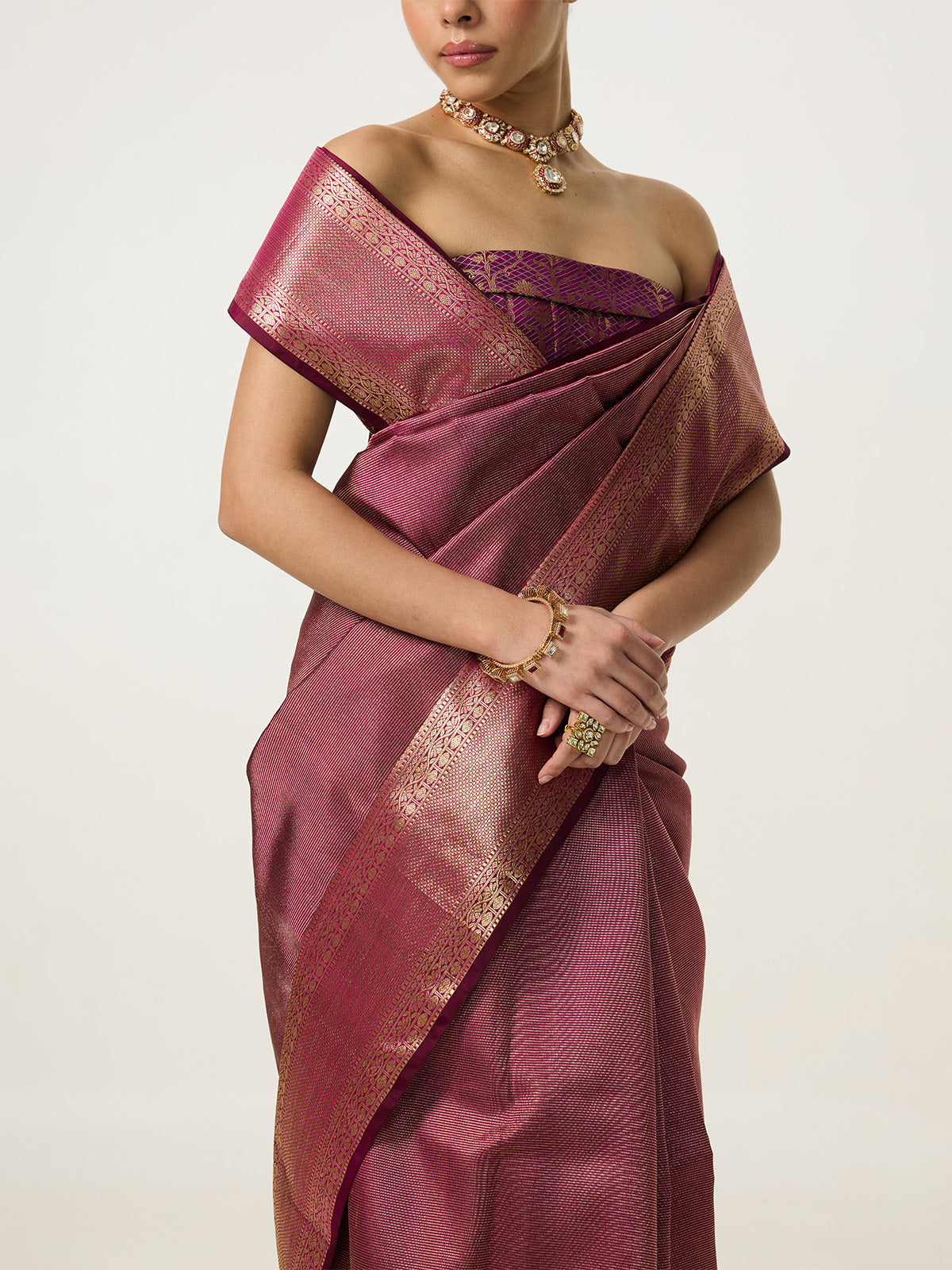 Handwoven Lavendar Kanjivaram Saree