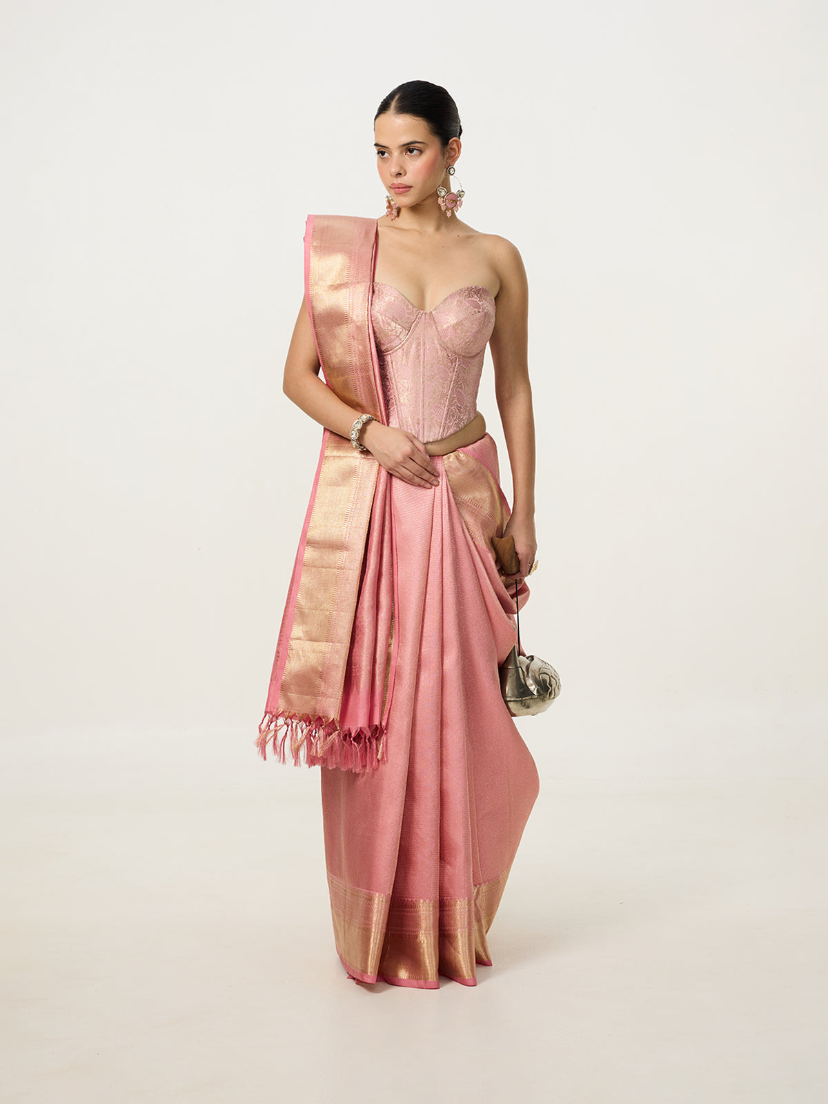 Handwoven Pink Kanjivaram Saree