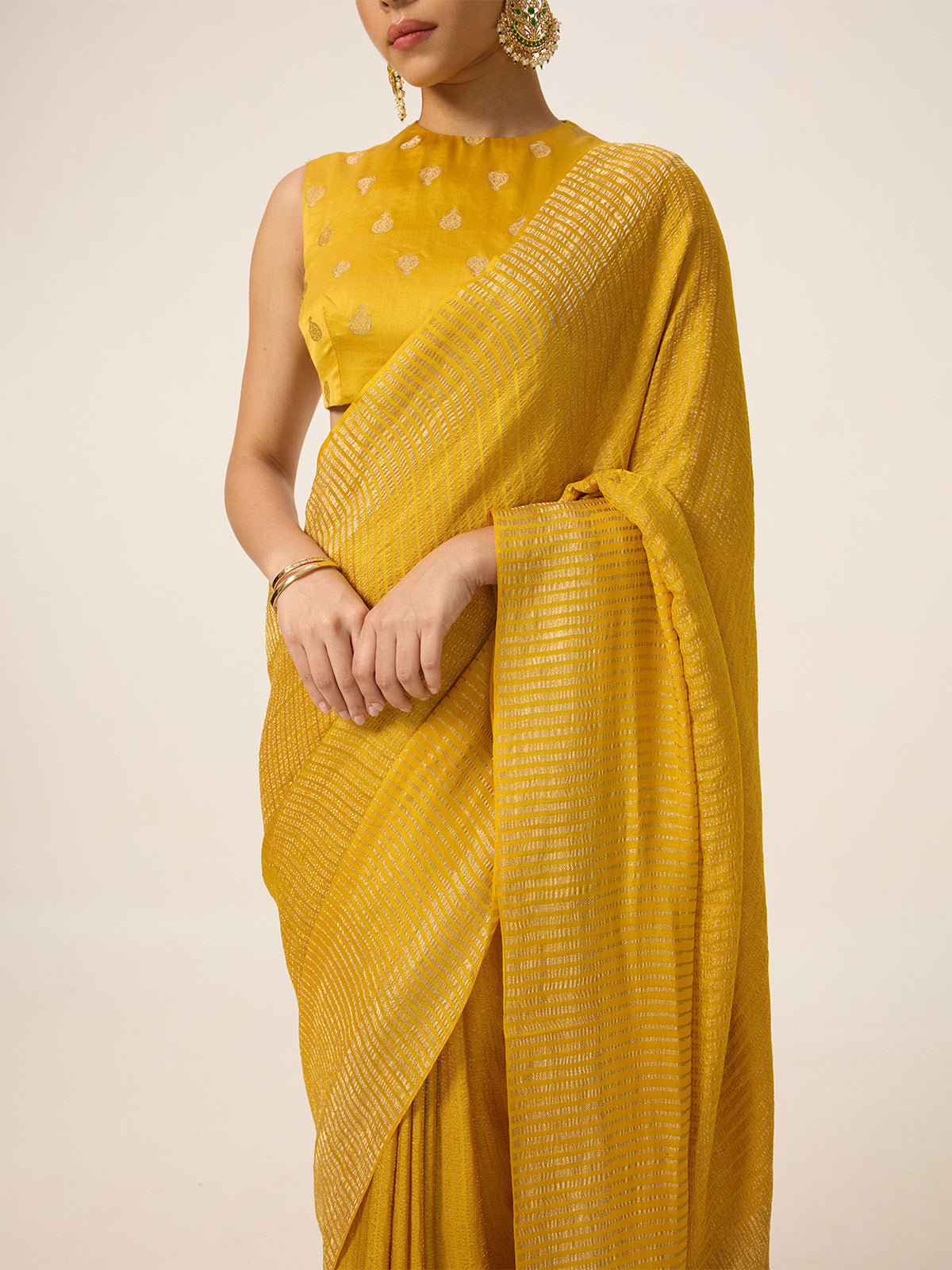 Handwoven Amber Georgette Saree