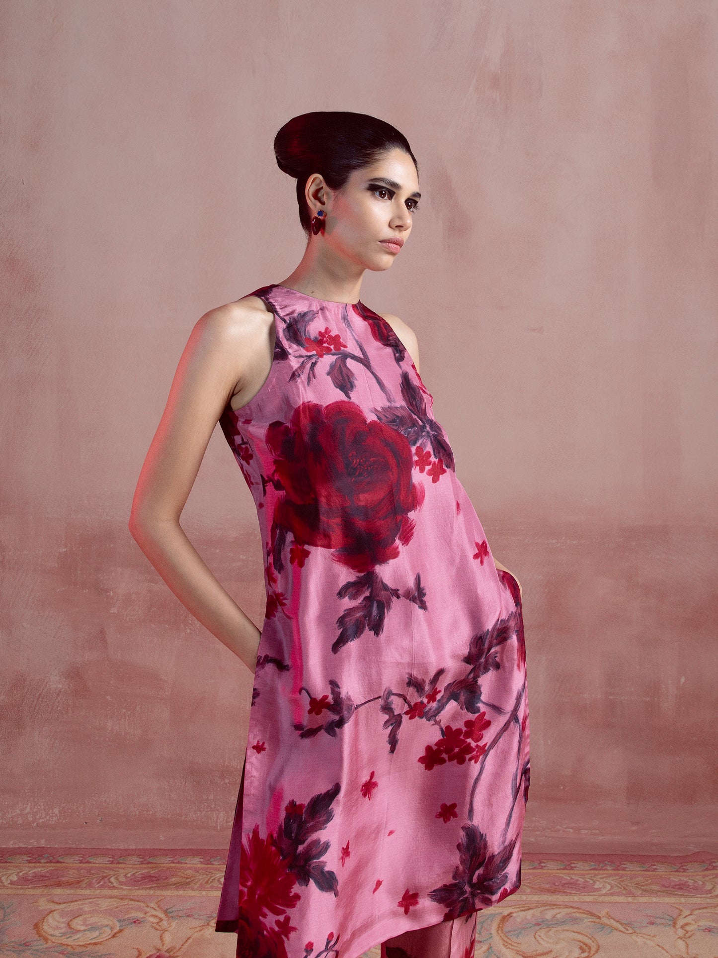 Cherry Pink Printed Kurta Set