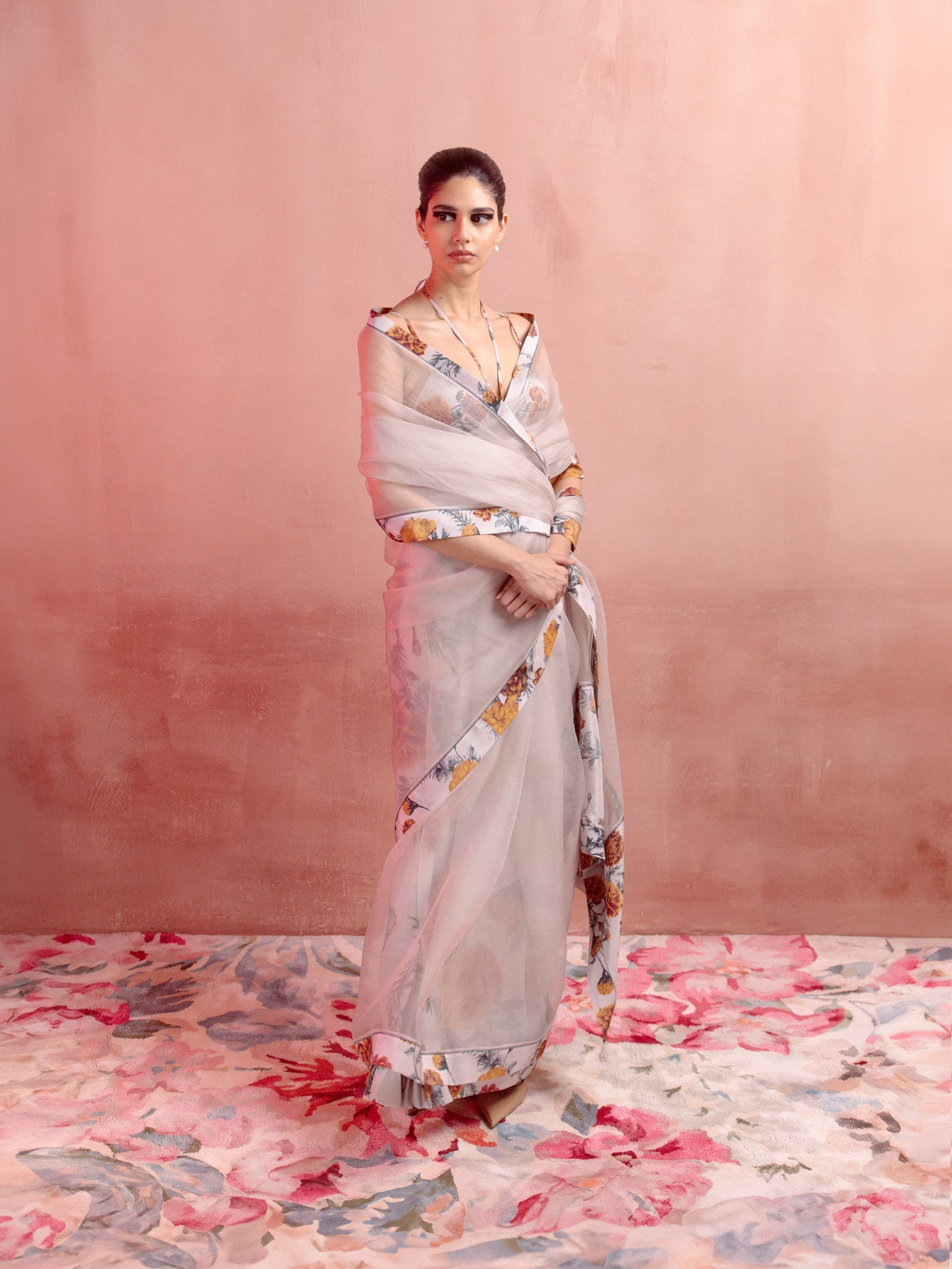 Seashell Ivory Printed Saree