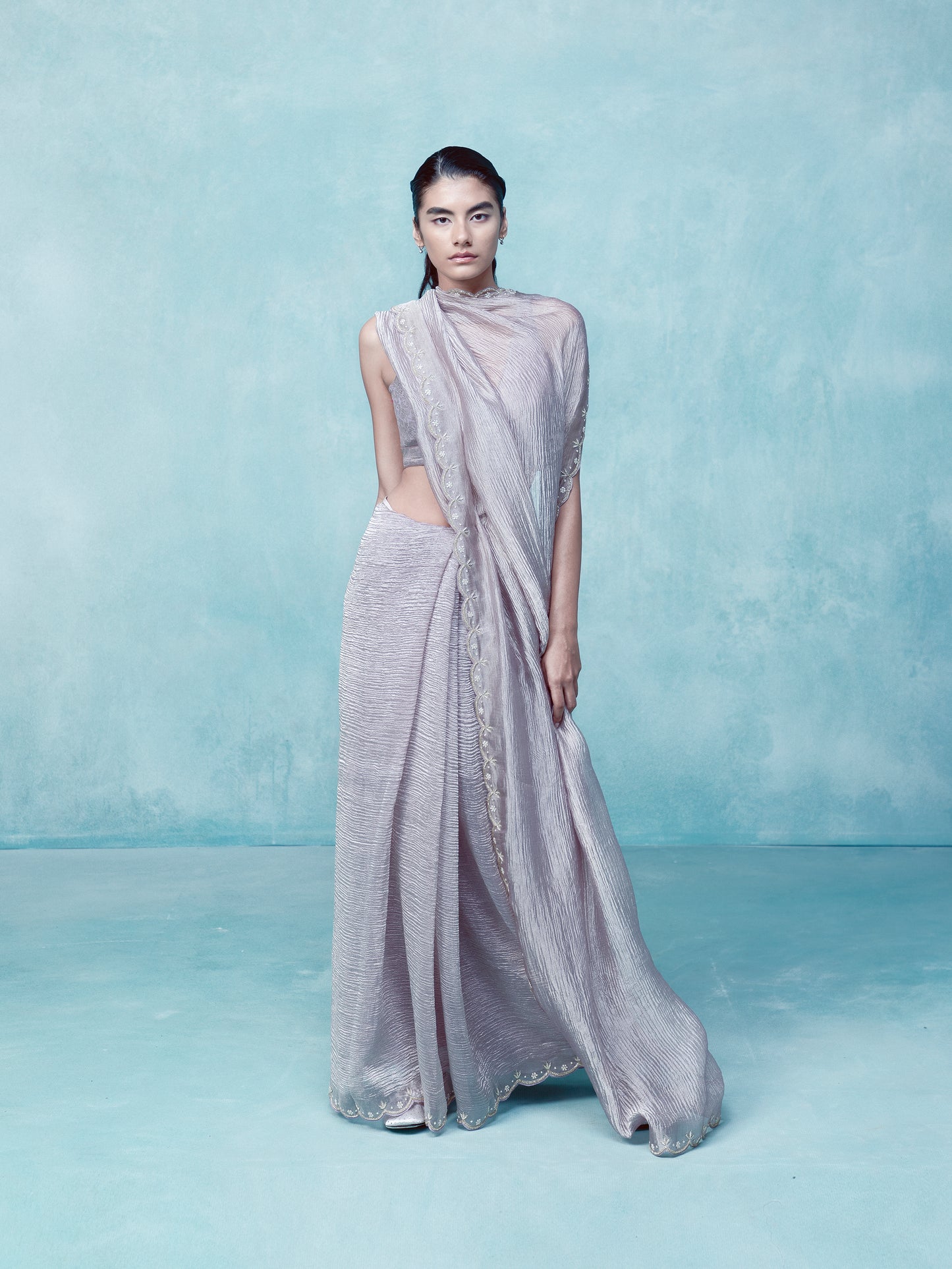 Handwoven Mulberry Mauve Tissue Saree