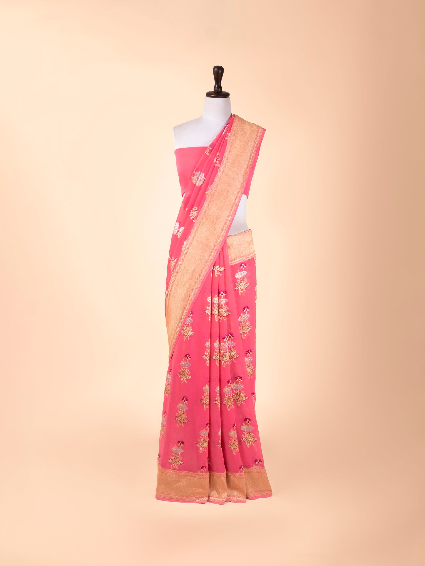 Handwoven Pink Georgette Saree