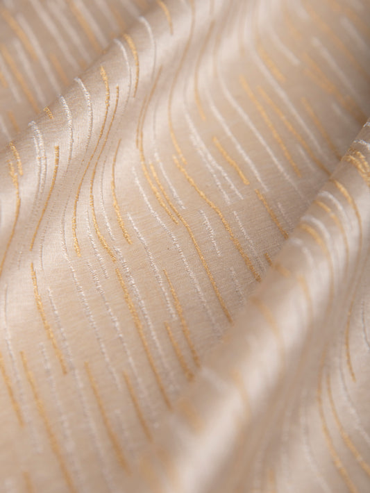 Handwoven Beige Satin Silk Fabric