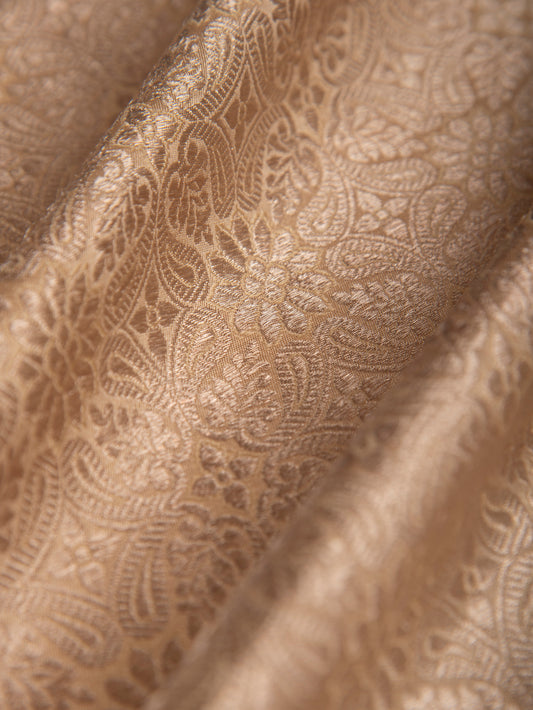 Handwoven Beige Silk Fabric- D
