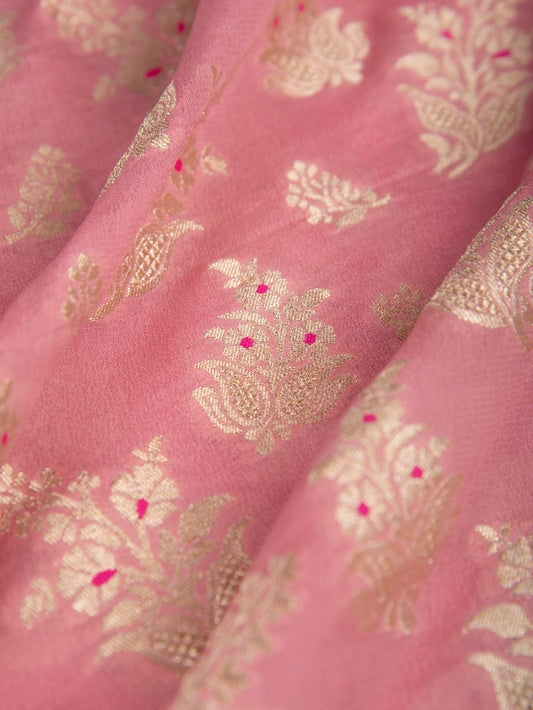 Handwoven Pink Georgette Fabric- D