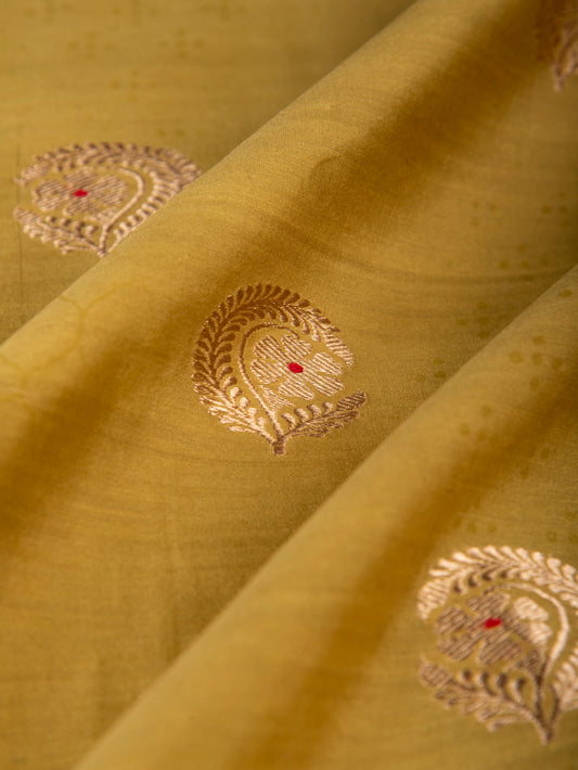 Handwoven Mustard Cotton Silk Fabric