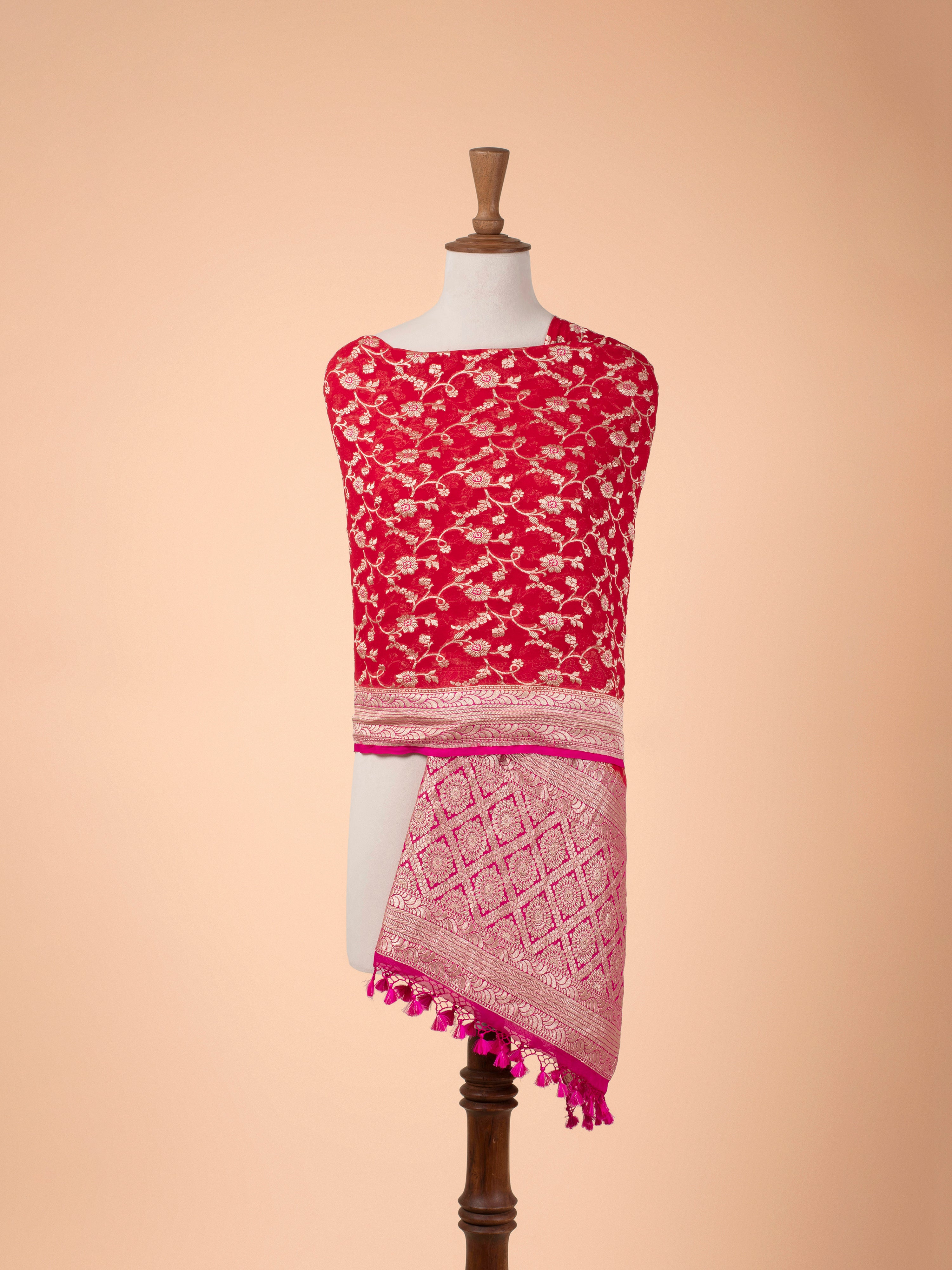 Georgette yellow shaded dupatta with black border main image 0