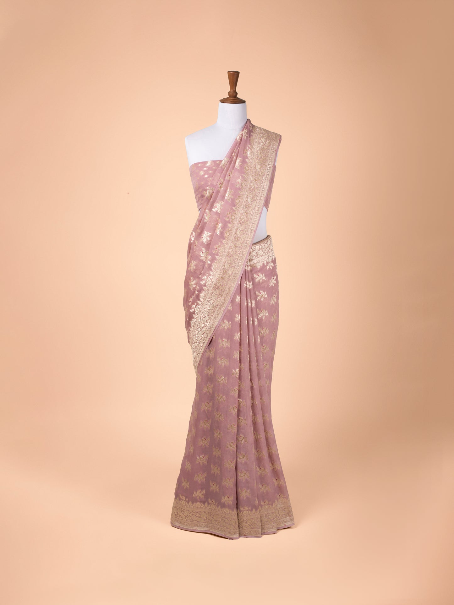 Handwoven Rosepink Georgette Saree