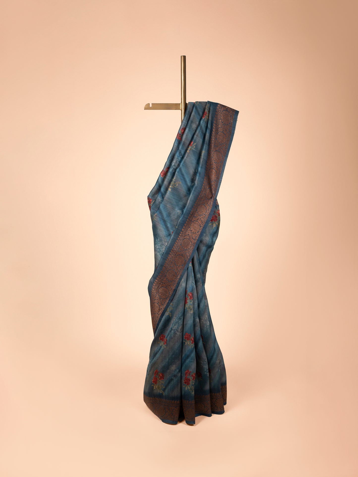 Handwoven Blue Tussar Silk Saree